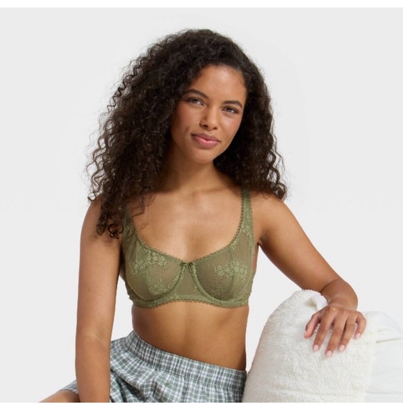 Target Green Lace Unlined Balconette 34C Bra - Picture 3 of 11